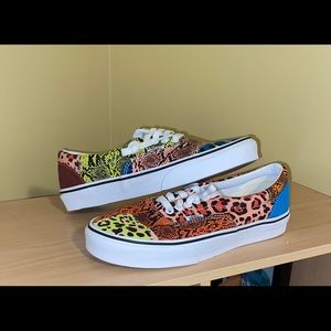 Brand new snake skin/leopard print slip on vans